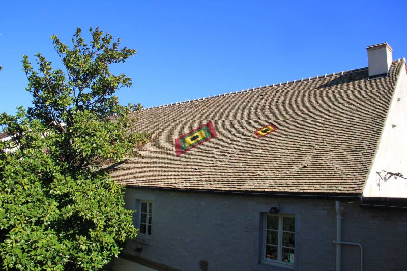 Face avant en tuiles anciennes et venissées